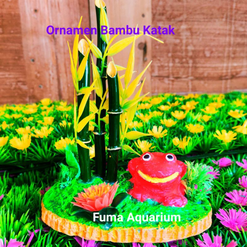 Relief Ornamen Hiasan Dekorasi Aquarium Aquascape Model Bambu Katak