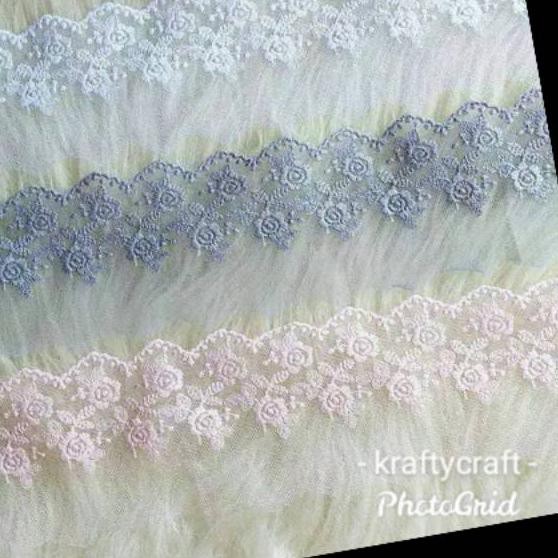 Terlaris / Renda tile bunga bordir rajut brokat gyper / giper katun baju mukena kebaya meteran harga