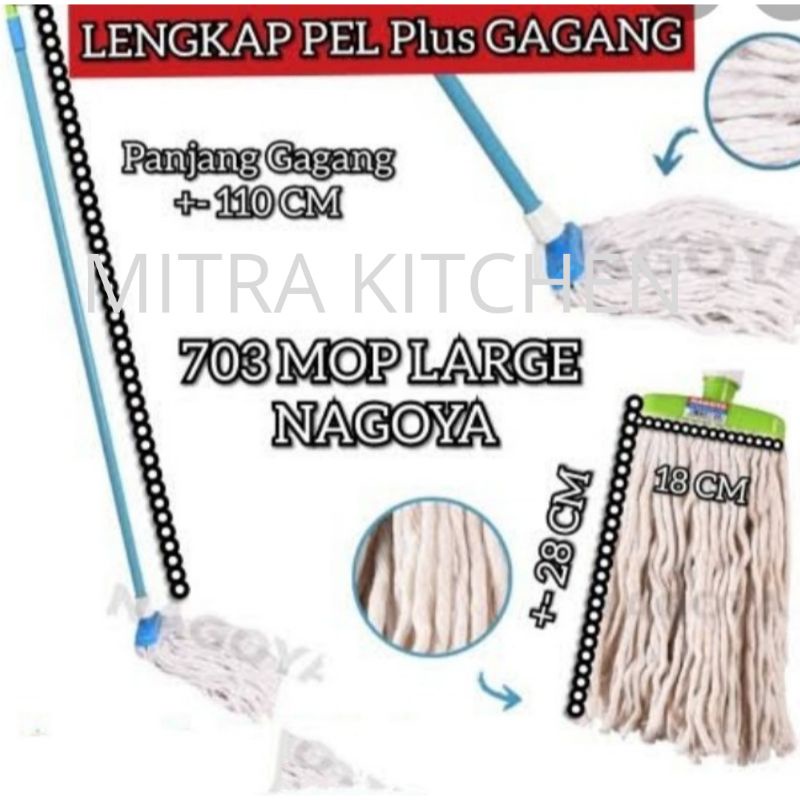 Nagoya Kain lap pel lantai alat pel lantai pel kain gagang panjang katun