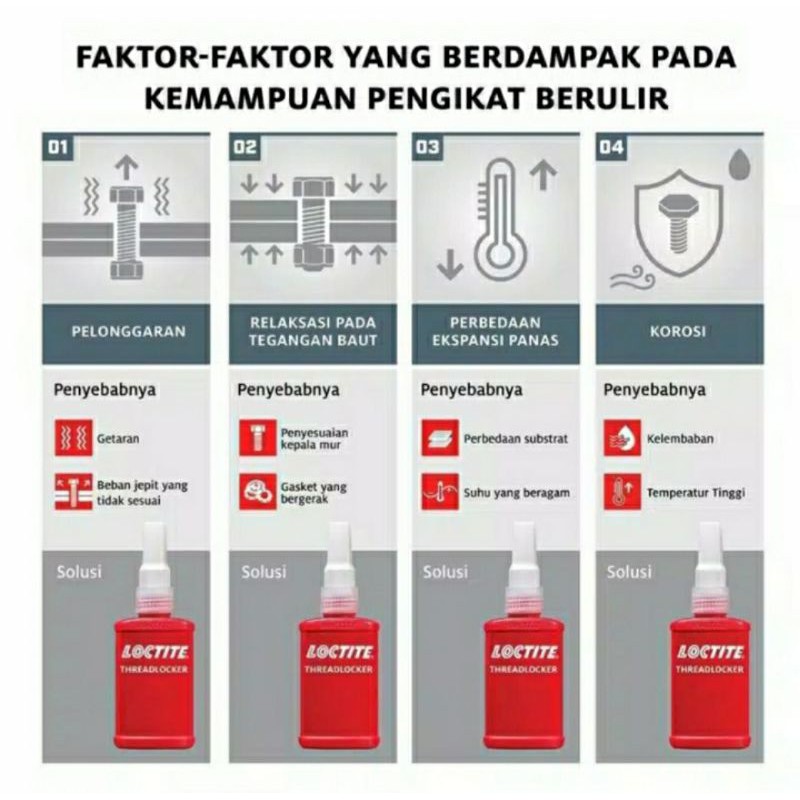 Loctite 243 Threadlocker medium strength 10mL lem perekat baut berulir cairan penguat baut lem baut