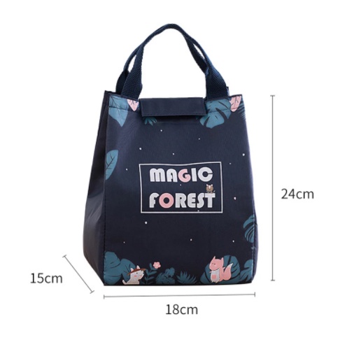 Cooler Bag  Ukuran BESAR / Tas Penyimpan Asi / Tas Bekal Canvas lunch bag Tema Navy