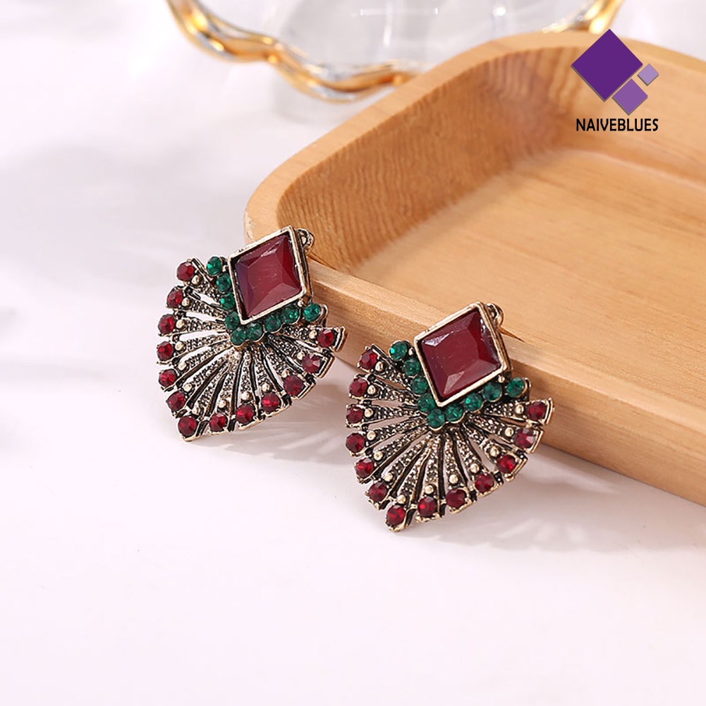 Anting Stud Berlian Imitasi Gaya Vintage Etnik Bohemian Untuk Wanita