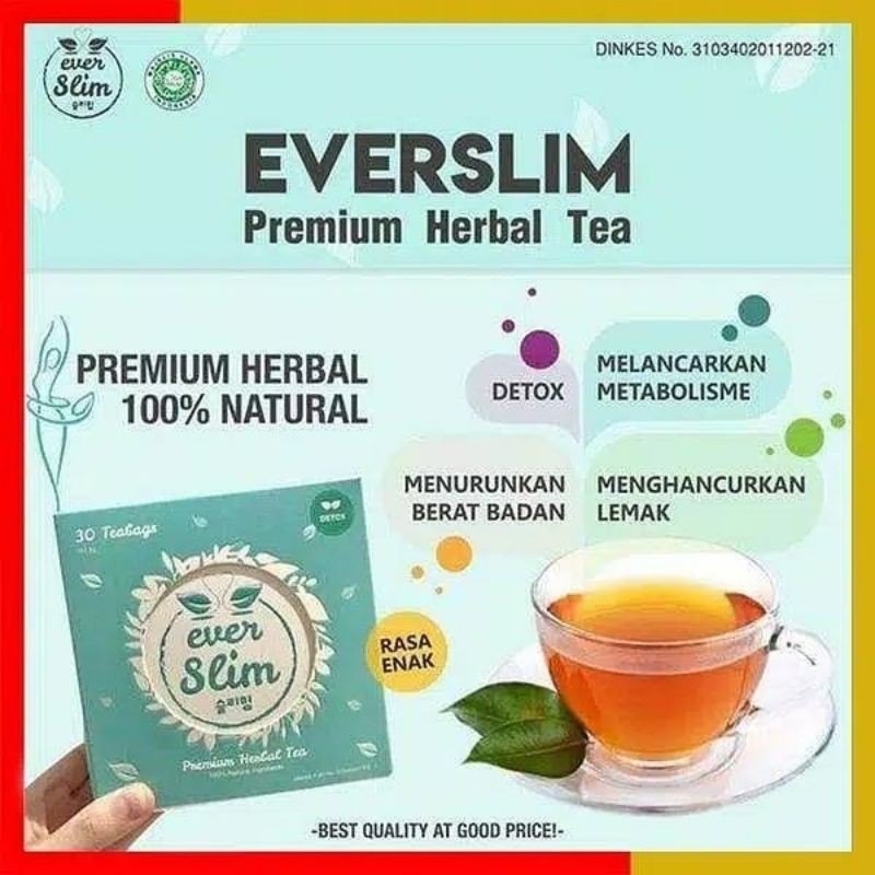 

EVERWHITE EVERSLIM TEA PREMIUM HERBAL TEA 30 TEABAGS / EVERSLIM TEH PELANGSING