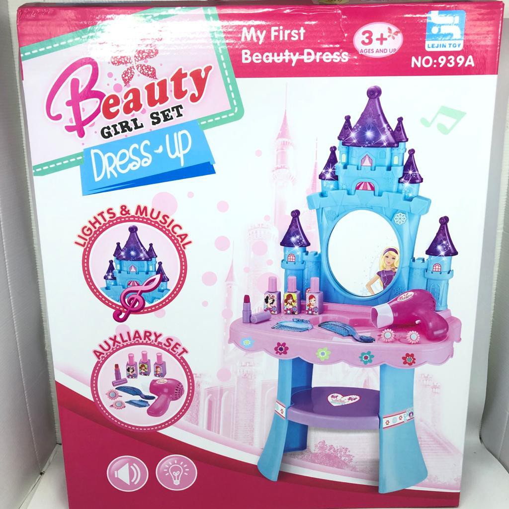 MAINAN ANAK PEREMPUAN CASTLE DRESS UP MEJA RIAS BEAUTY ATAU FASION GIRL SET