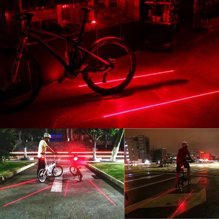 Lampu Belakang Sepeda Laser Bicycle Strobe Tailight 5 LED Super Bright