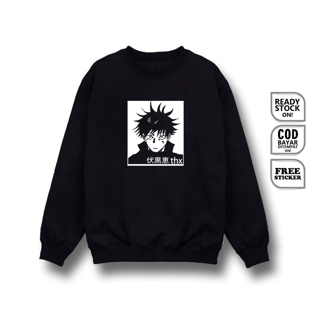 SWEATER CREWNECK ANIME MANGA JUJUTSU KAISEN MEGUMI FUSHIGURO 伏黒恵 BAJU JEPANG DIVINE DOGS TSUMIKI SC