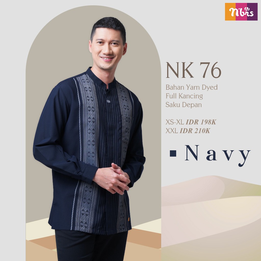 Nibras Koko NK 76 Bahan Yard Dyen Koko dewasa lengan panjang Baju koko Muslim