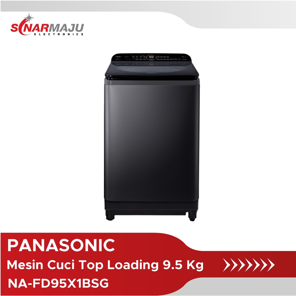 Jual Panasonic Mesin Cuci 1 Tabung 9.5 Kg Top Loading NA-FD95X1BSG ...