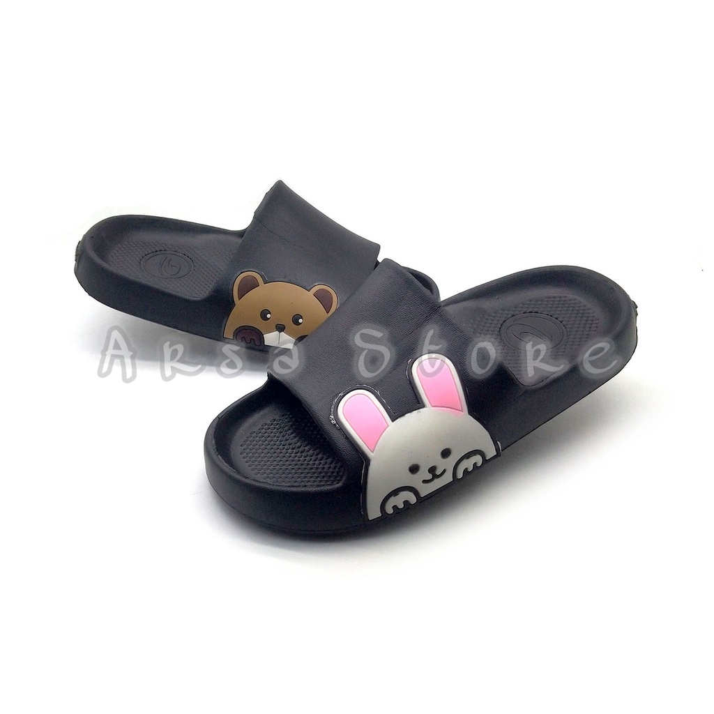 Sandal Selop Anak Perempuan &amp; Wanita Dewasa Terbaru / Sendal Slop Ibu &amp; Anak Cewek Motif Bear / Sandals Couple Moms &amp; Kids