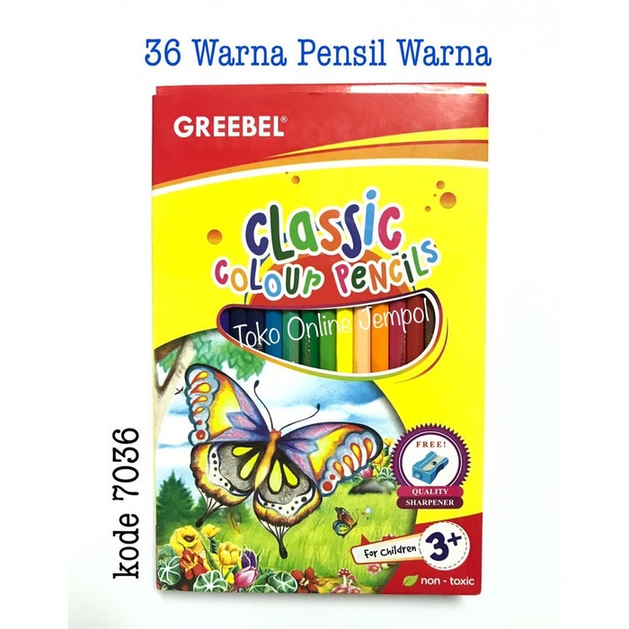 

WARNAPENSIL- ATK86GB 36 WARNA CLASSIC GREEBEL KARDUS 7036 PENSIL WARNA PENCIL KADO -PENSIL WARNA