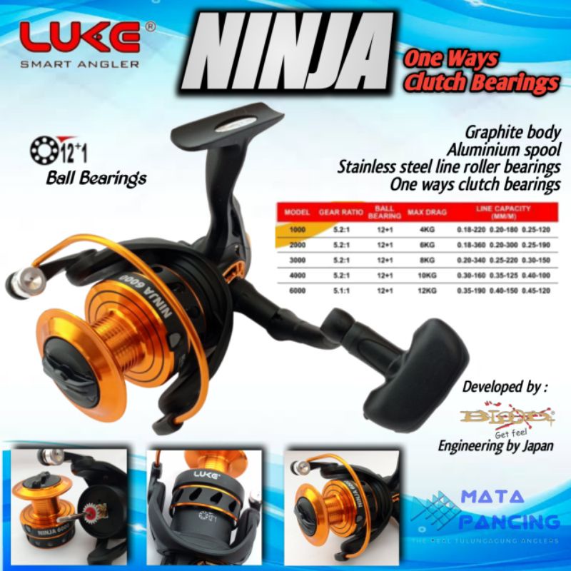 Reel luke ninja 1000 6000 12+1 ball bearings