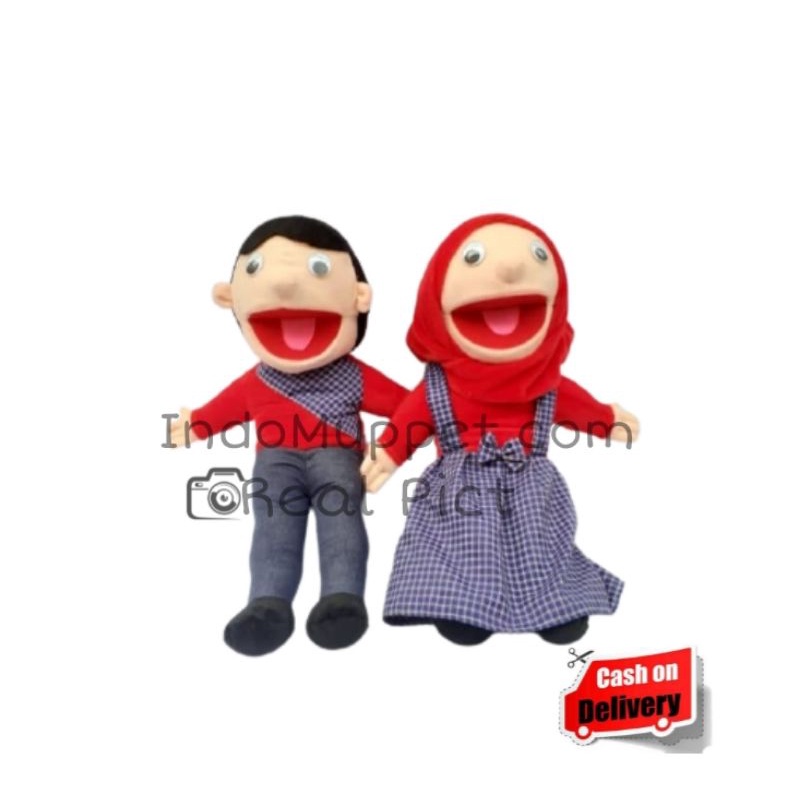 Boneka Tangan Muppet Cewek Santri Merah | Boneka Dongeng Ventriloquist