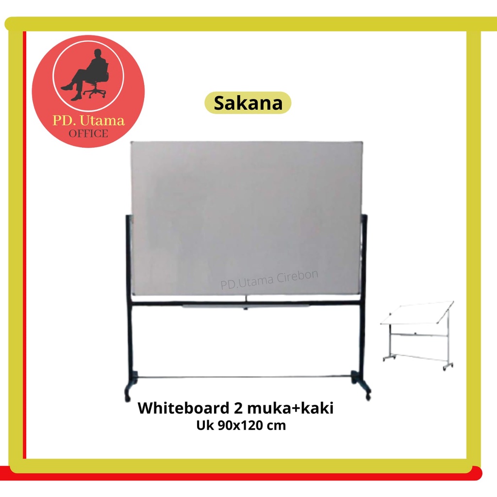 

Whiteboard Sakana 2 Muka+Kaki 90x120 cm Papan Tulis Sekolah/Kantor