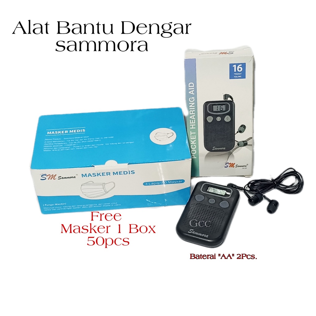 Sammora Alat Bantu Dengar Digital Pocket Hearing Aid Bonus Masker 1 Box