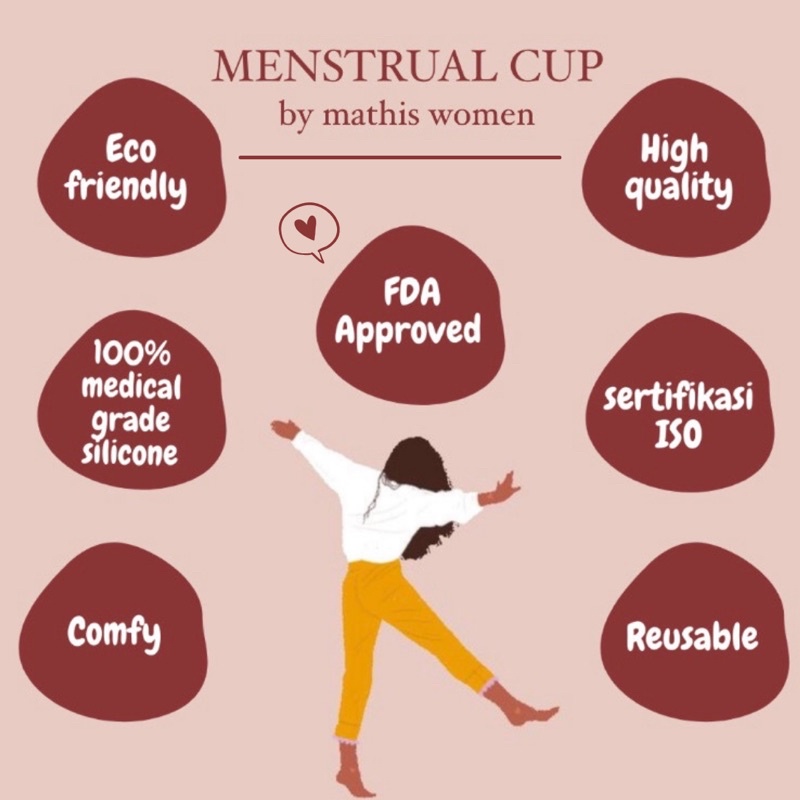MENSTRUAL CUP by Mathis Women FDA ISO 3 ukuran BONUS Menstrual Pain Relief Patch