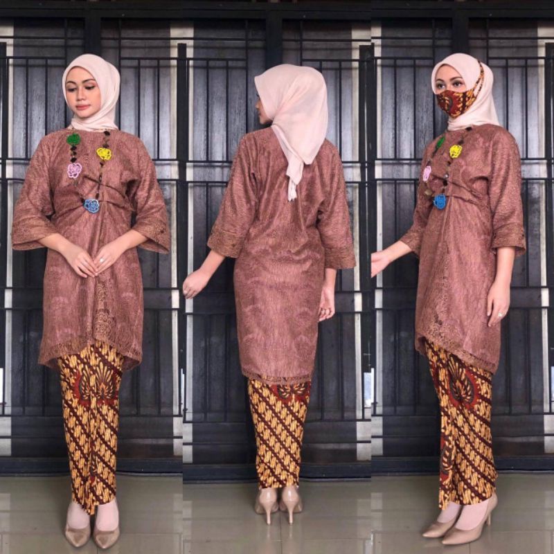 stelan kurung brokat rok wiron / atasan kebaya brokat / rok batik jawa / rok wiron terbaru / rok