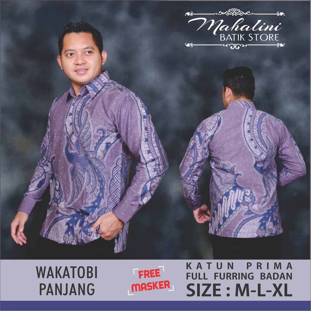 Batik pria warna ungu terbaru / kemeja batik lengan panjang terbaru 2022 warna ungu / batik pria lengan panjang terbaru / hem batik pria warna ungu / baju batik pria warna ungu / batik panjang warna ungu WAKATOBI