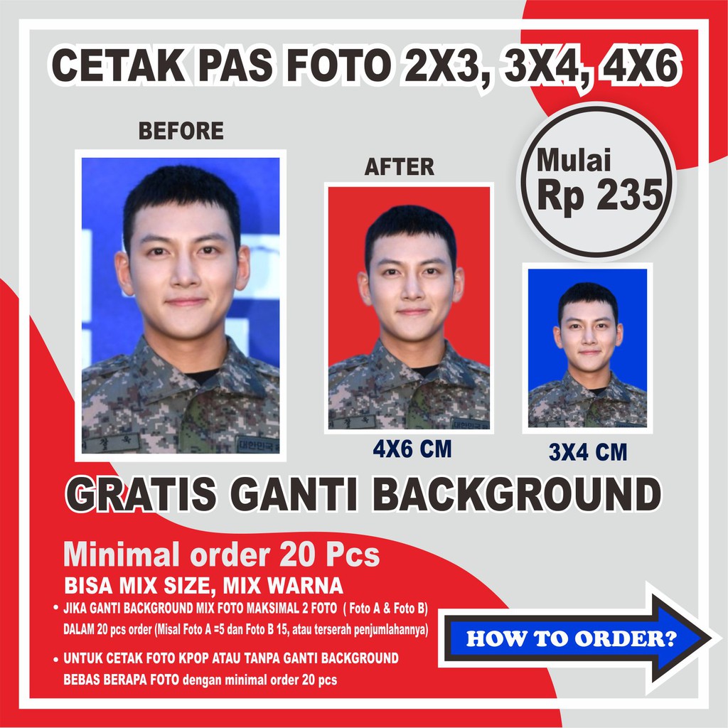  CETAK  PAS FOTO  3X4  4X6 GRATIS GANTI BACKGROUND Shopee 