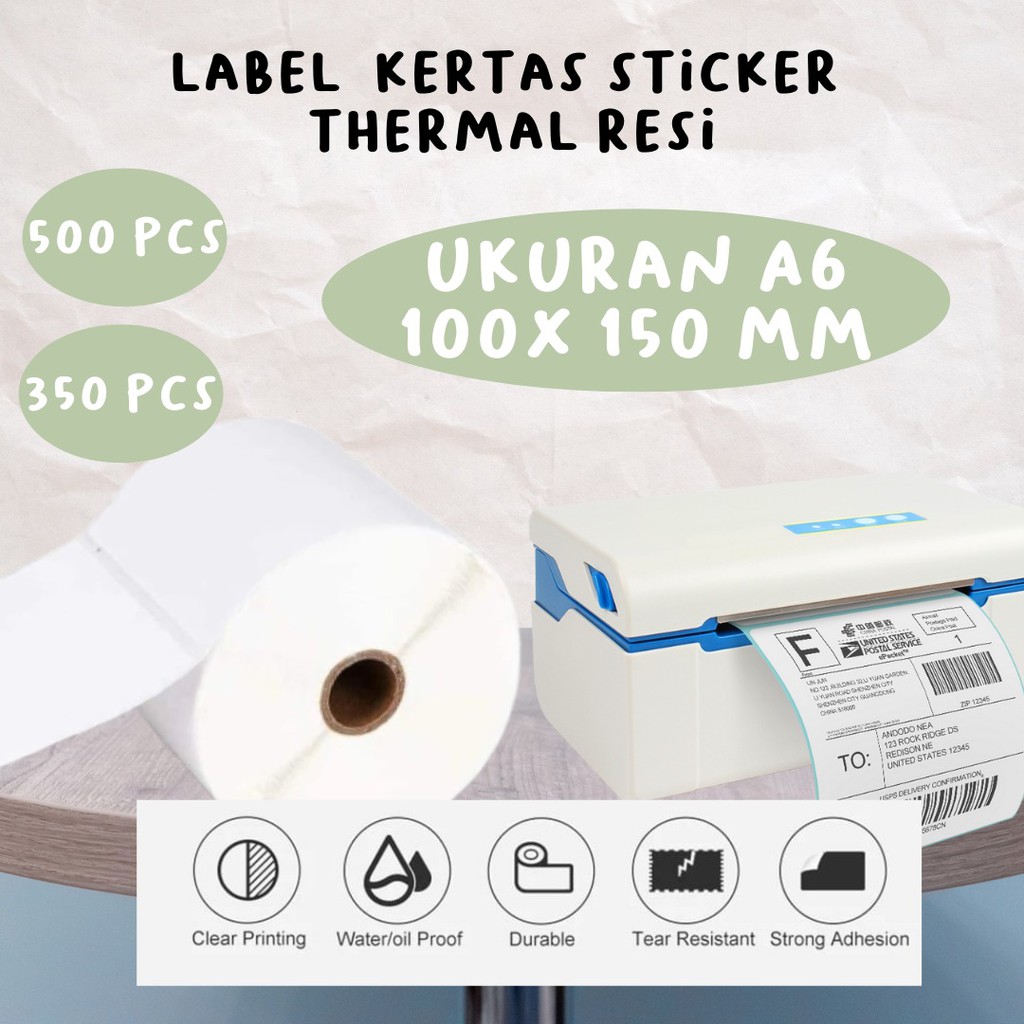 

Label Barcode Direct Thermal 100 X 150 mm 100x150 4x6" isi 500pcs ukuran A6