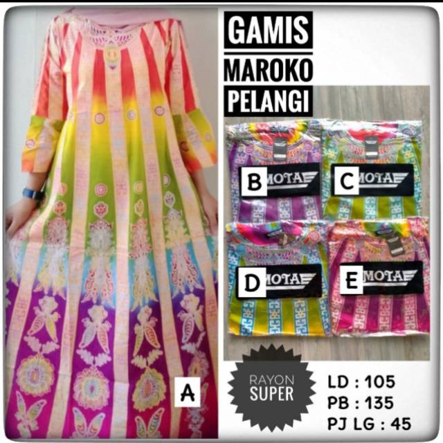 Gamis maroko pelangi