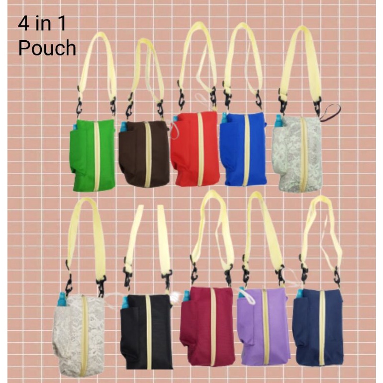 Pouch Tissue 4in1 / Tas tempat tissue  pouch tissu anti virus , tas hp ,sanitizer,Tissu kering FREE TISSUE BASAH 50'S