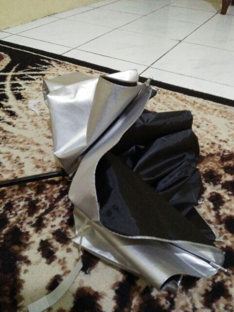 Payung Lipat Tiga Nagoya Model Polos Lapis Silver Dalam Anti Radiasi Matahari/ultraviolet