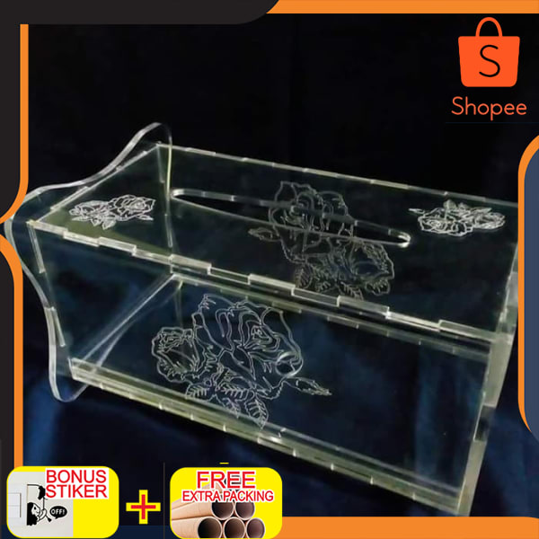 

Jasa cutting laser akrilik tebal 5mm Rp.1850 per 10cm2 Elegan