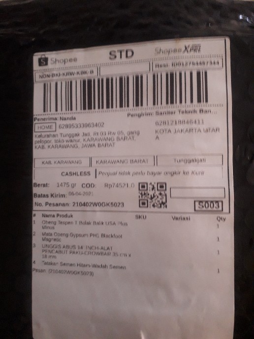 Tatakan Semen Hitam-wadah Semen