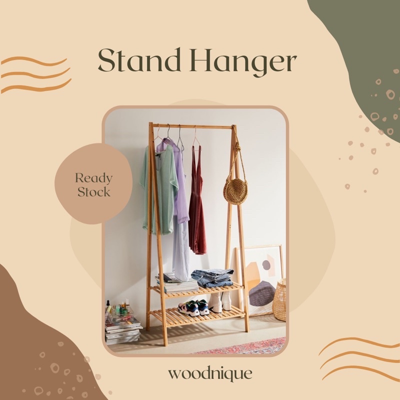 Stand hanger 2 papan hanger baju kayu gantungan baju Stand hanger 2 papan hanger baju kayu gantungan baju