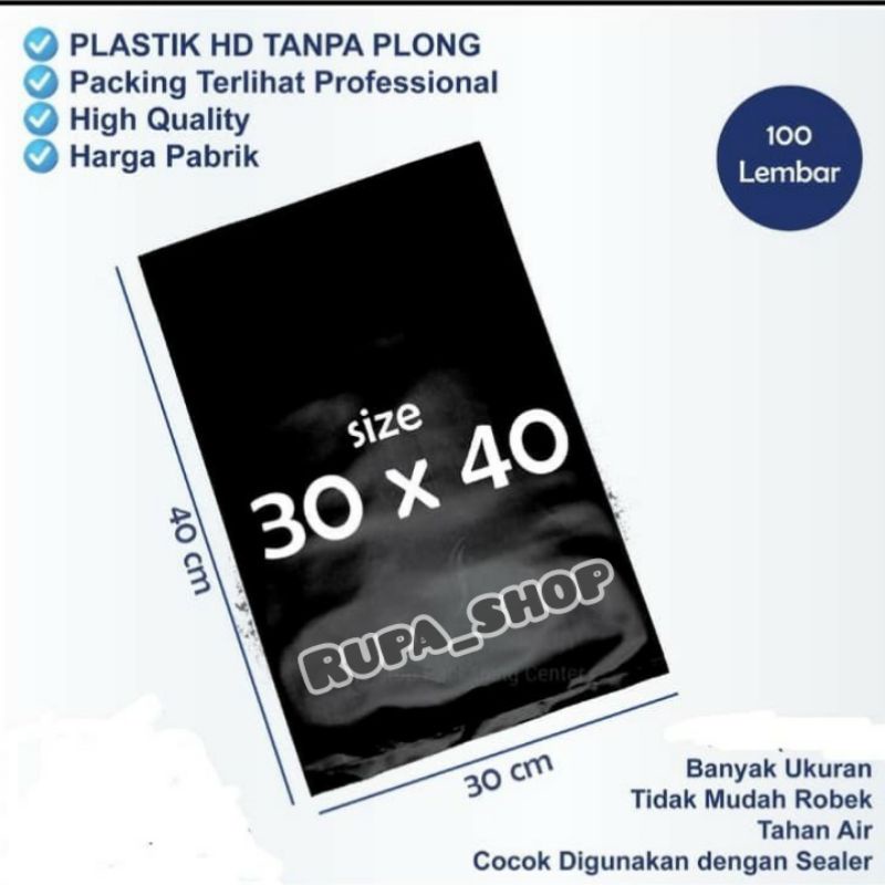 ( TERMURAH ) UK 30 X 40 ISI 5 pcs / PLASTIK HD hitam  / plastik packing online uk 30X40 CM / PLASTIK