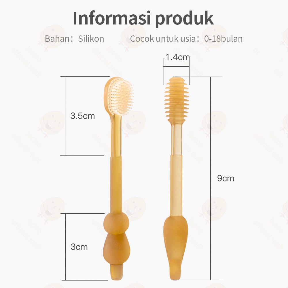 Lacoo Sikat gigi sikat lidah bayi 2in1 Oral cleaner baby 0-18 bulan