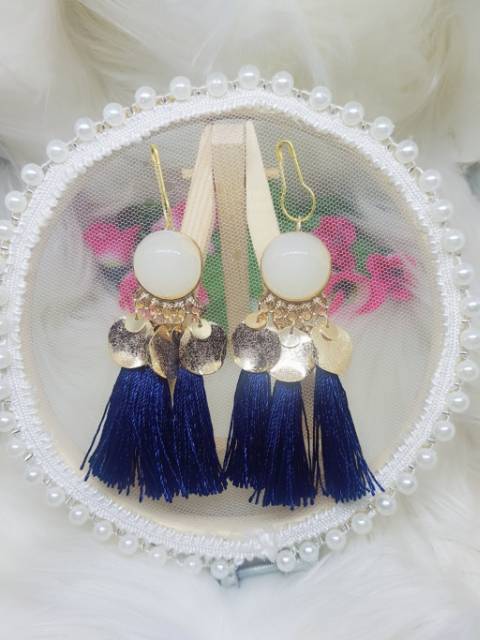 A02 Anting hijab juntai rumbai gold