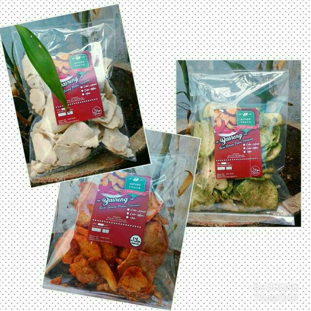 BASRENG PEDAS / BASO GORENG PEDAS MURAH 100 gram  3 RASA AUFARO SNACK IKAN TENGGIRI KERIPIK BASRENG