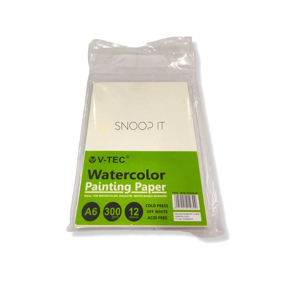 

Water Color Painting Paper V-Tec Ukuran A6 WCB 103000 / Kertas Lukis Vtec 300 Gram isi 12 Sheet – SHSNP