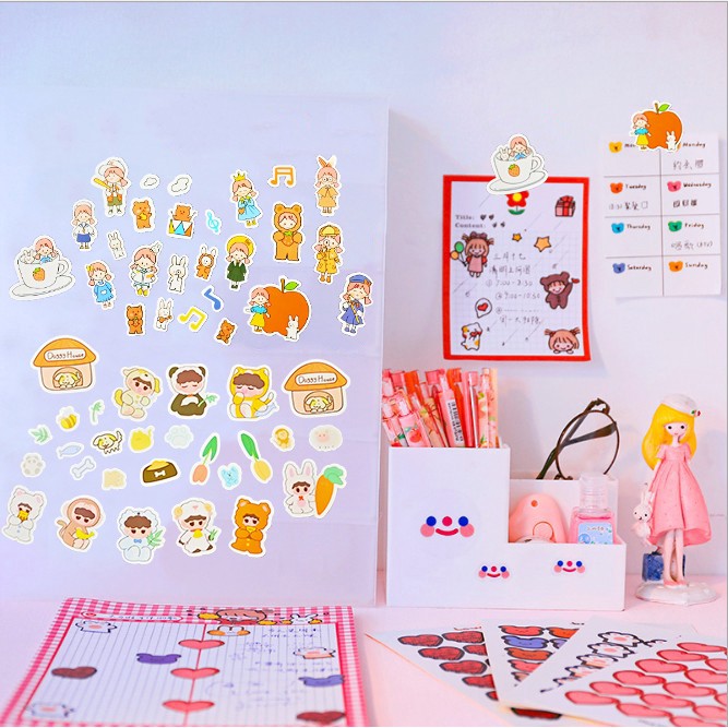 HL0128 Stiker Notebook Motif Kartun Sticker Journal Planner Pack S1458