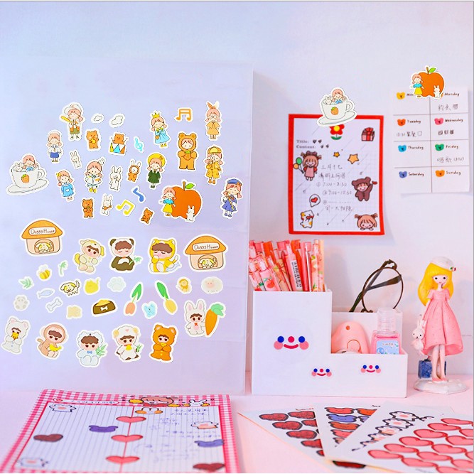 FYGALERYSURABAYA HL0128 Stiker Notebook Motif Kartun  Sticker Journal Planner Pack