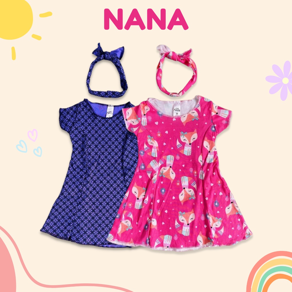 3-18BLN DRESS BABY NANA FREE HEADBAND by LITTLE KODA (SNI)