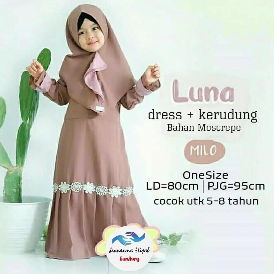 ♕ Gamis Anak Perempuan 4-7tahun  5tahun 6tahun 7tahun 8tahun  3 warna MARON DUSTY PINK MILO ℮