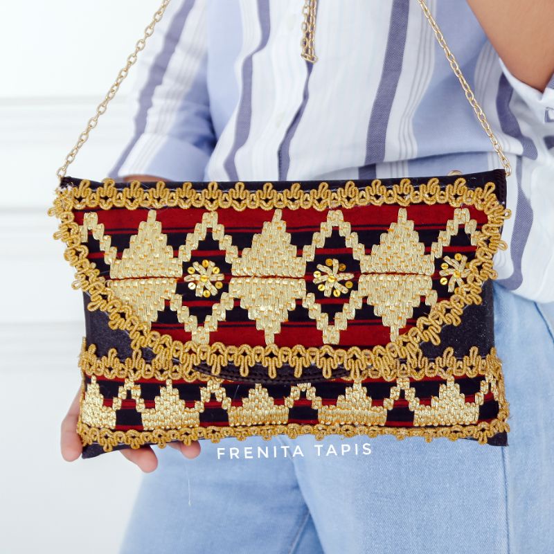 [BISA COD] Clutch Glitter Wajik Rangka Hitam