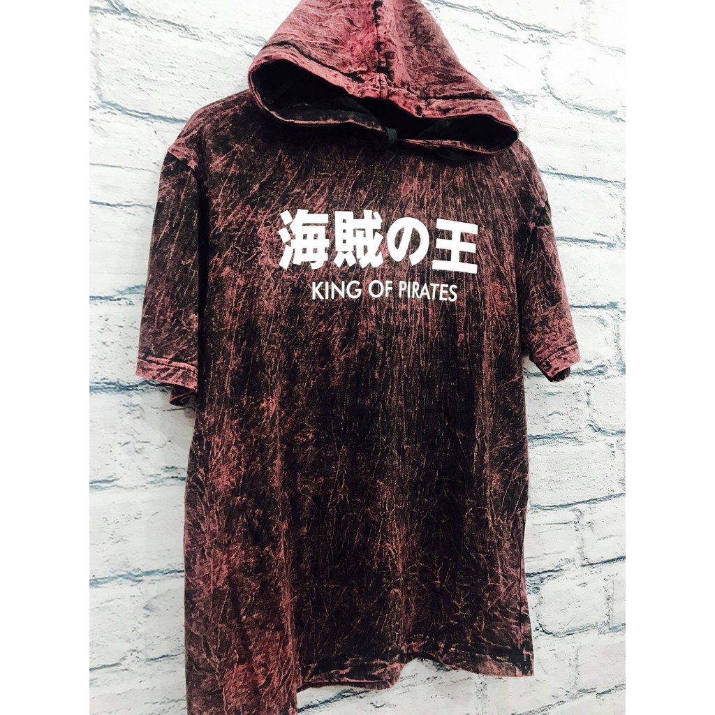 TSHIRT HOODIE LUFFY MAROON WASHED