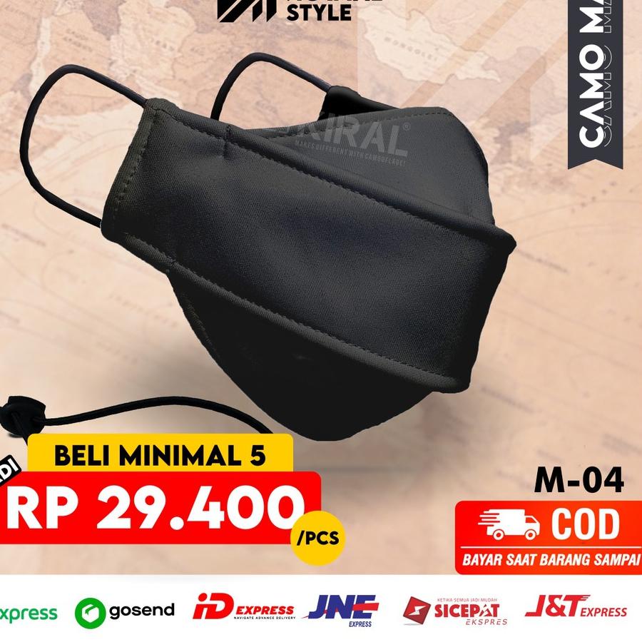 Miliki M-04 Masker Kain 3 ply Lapis Hijab Distro Korea Headloop Earloop Motif Pria Cowok  Keren