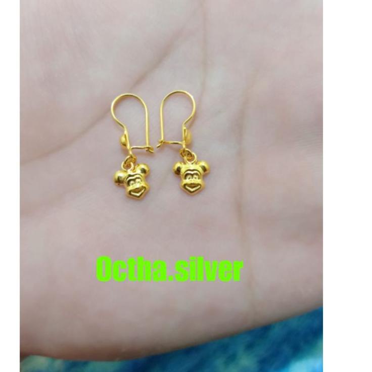 [MTL.10Jn22w] ANTING MICKEY ANAK PERAK 925 LAPIS MAS ASLI