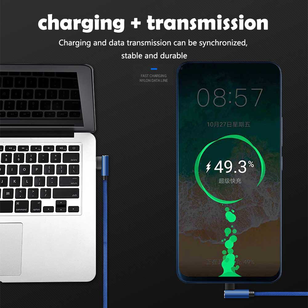 [WS]  Kabel Data 90 Degree Elbow Fast Charging Kabel Charger for All Smartphones Kabel USB Gaming