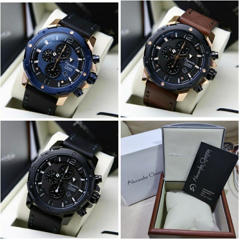 jam tangan pria Alexandre Christie AC 6410 leather  for man