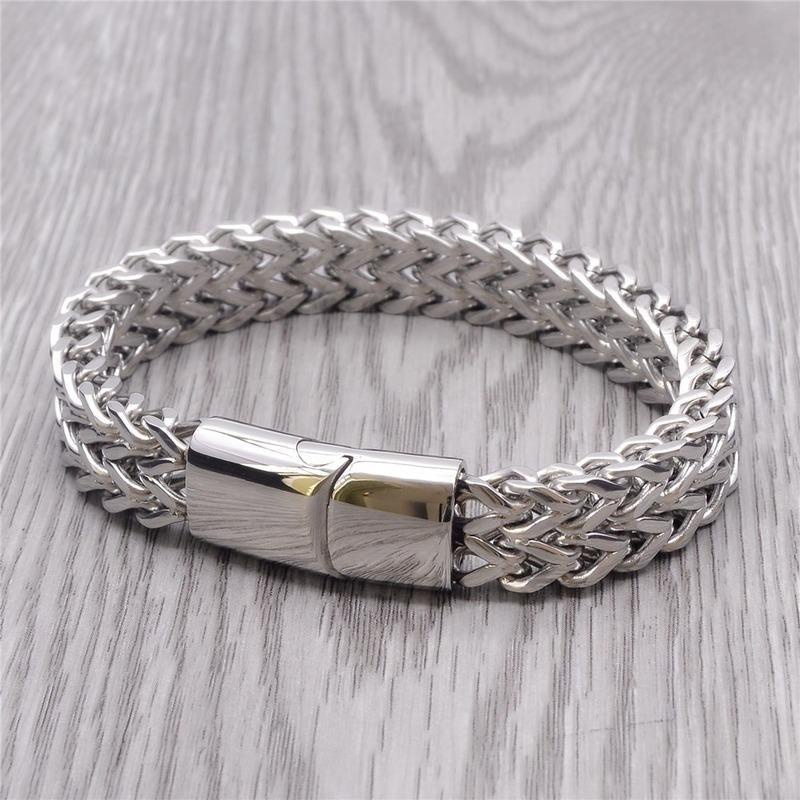 Gelang Pria Model Kepang Bahan Stainless Steel Gaya Punk Rock Untuk Pesta