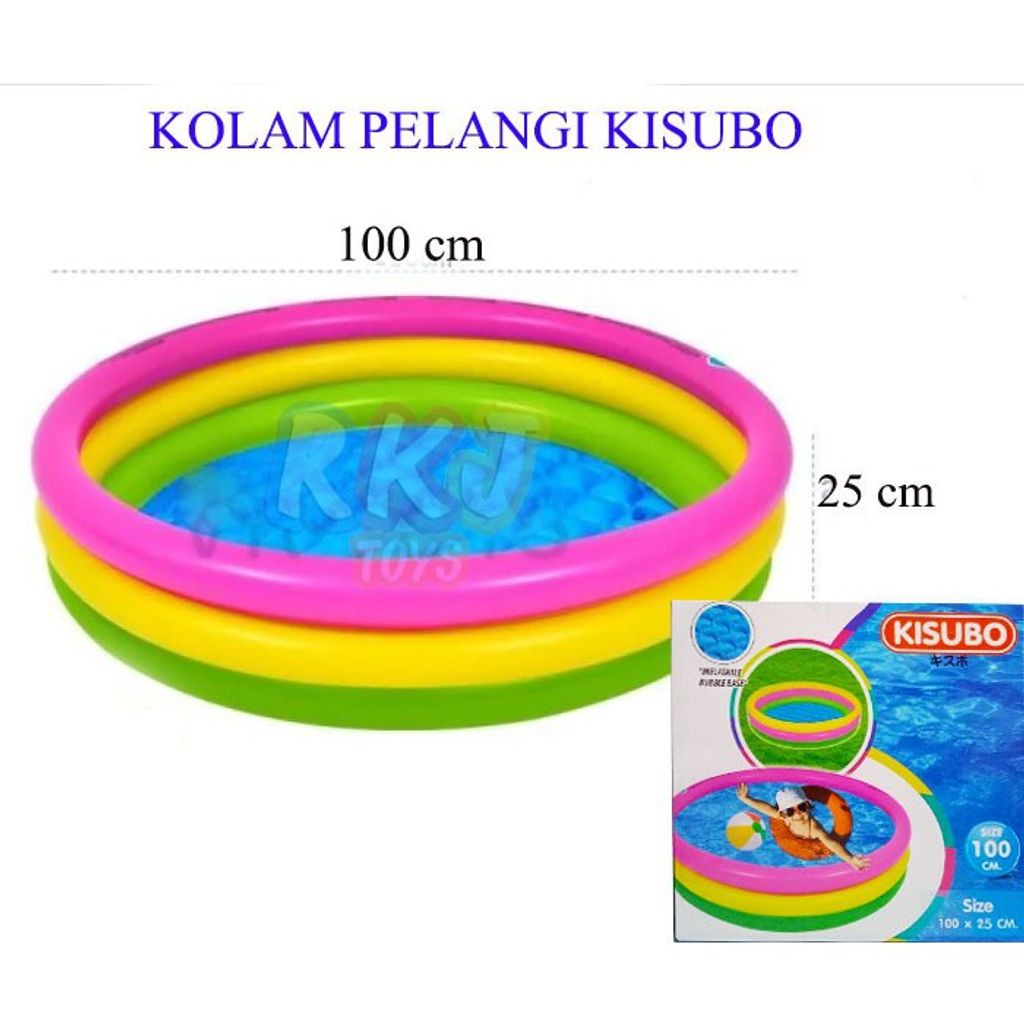 [ Giggel ] Kolam Renang Anak / Kolam Mandi Bola 3 Ring Kisubo Kolem Tingkat Pelangi 100 x 25 Cm