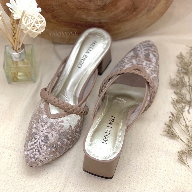 Meliaenzo - Sendal Hak Brukat | Sendal Wedding | Heels wanita