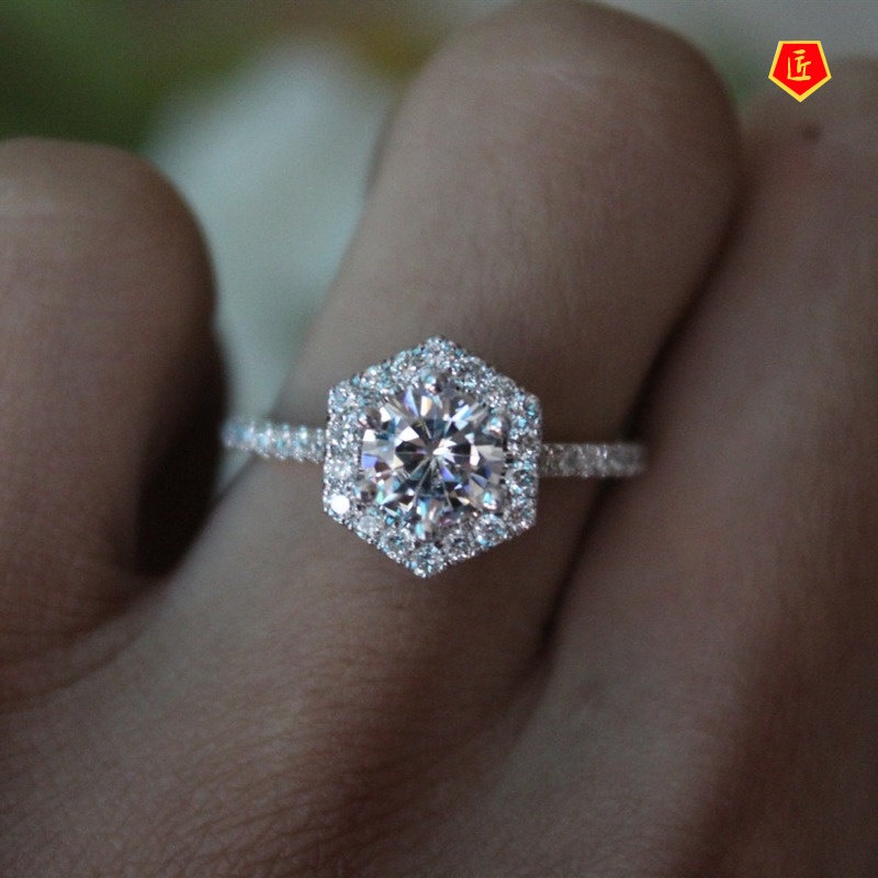 Cincin Moissanite Heksagonal Untuk Fashion