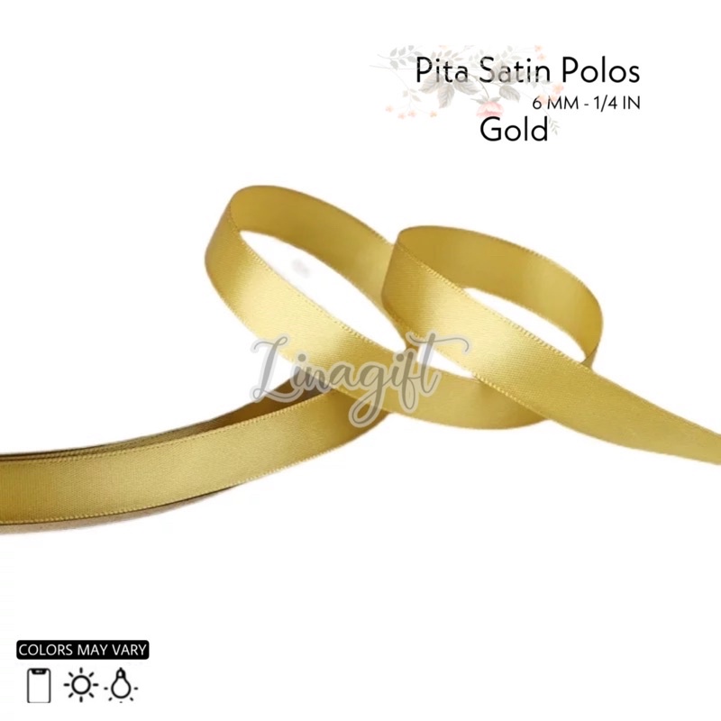 ( Rol 20 Yard ) PITA SATIN POLOS 6MM ( 1/4 INCH ) 0,25 IN - SATEEN RIBBON 0.6 CM - PITA KADO