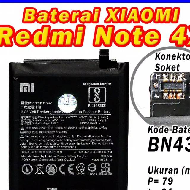 Batre xiomi not 4 not 3 Not 4X redni not 4